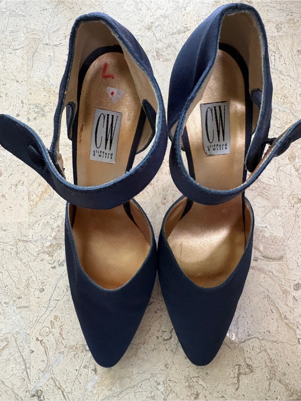 Vintage Clifford &Wills Satin Pump Sculptured Heel Made in Spain Size 6 1/2